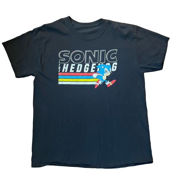 Sonic The Hedgehog Adult LG Sega Retro Style Graphic T-shirt - Picture 1 of 4